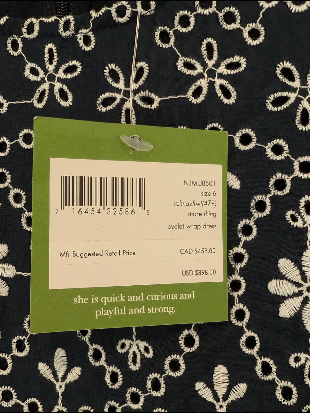 kate spade 100% Cotton Floral Eyelet Ruffle Wrap Dress Size 6 NWT